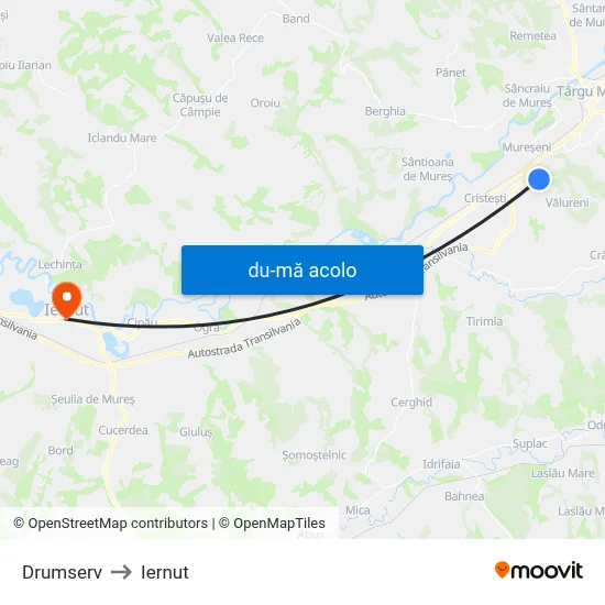Harta de Drumserv către Iernut