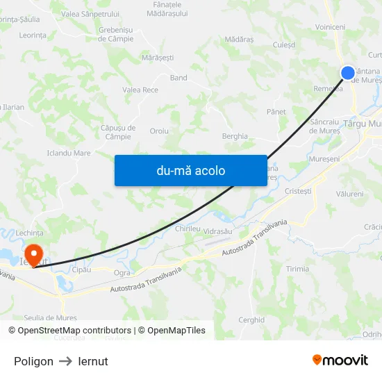 Harta de Poligon către Iernut