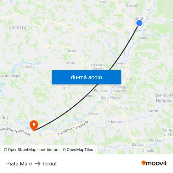 Harta de Piața Mare către Iernut