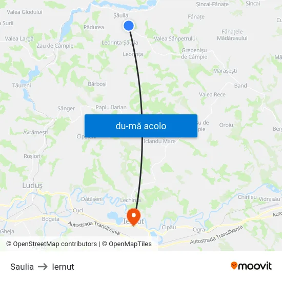 Harta de Saulia către Iernut
