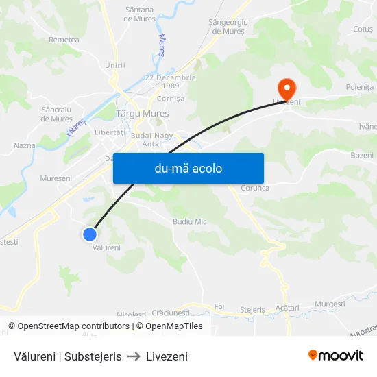 Harta de Vălureni | Substejeris către Livezeni