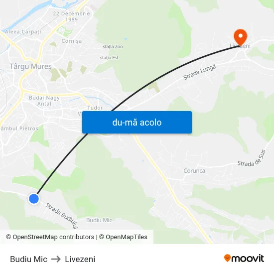 Harta de Budiu Mic către Livezeni