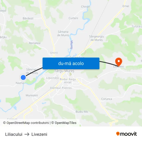 Harta de Liliacului către Livezeni