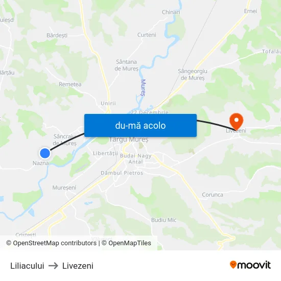 Harta de Liliacului către Livezeni