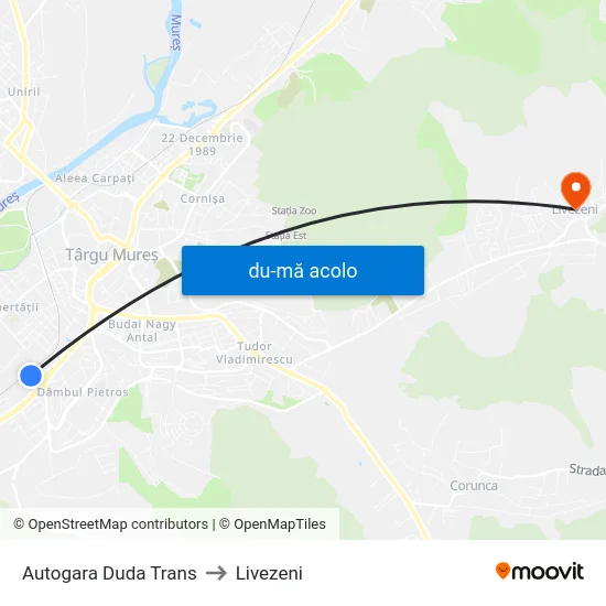 Harta de Autogara Duda Trans către Livezeni