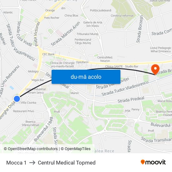 Harta de Mocca 1 către Centrul Medical Topmed
