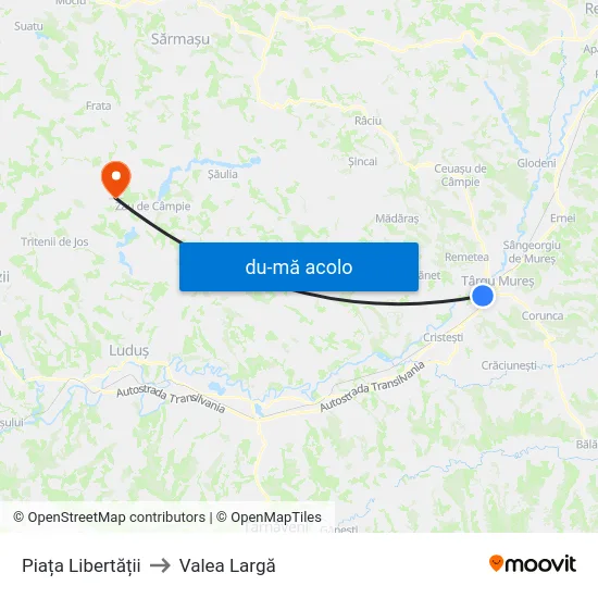 Harta de Piața Libertății către Valea Largă