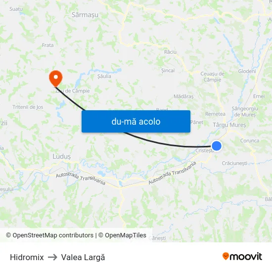 Harta de Hidromix către Valea Largă