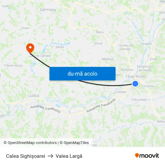 Harta de Calea Sighișoarei către Valea Largă