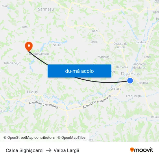 Harta de Calea Sighișoarei către Valea Largă