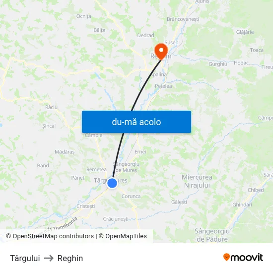 Harta de Târgului către Reghin