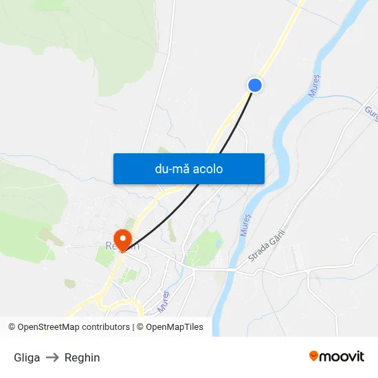 Harta de Gliga către Reghin