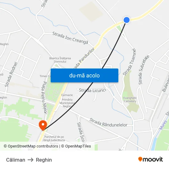 Harta de Căliman către Reghin