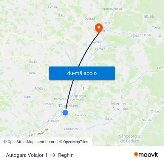 Harta de Autogara Voiajor 1 către Reghin