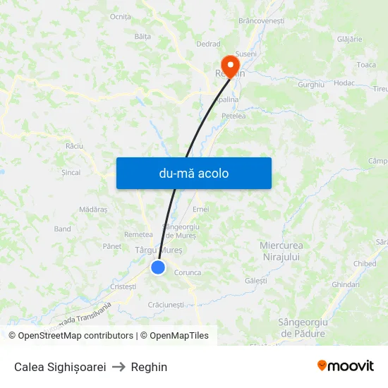 Harta de Calea Sighișoarei către Reghin