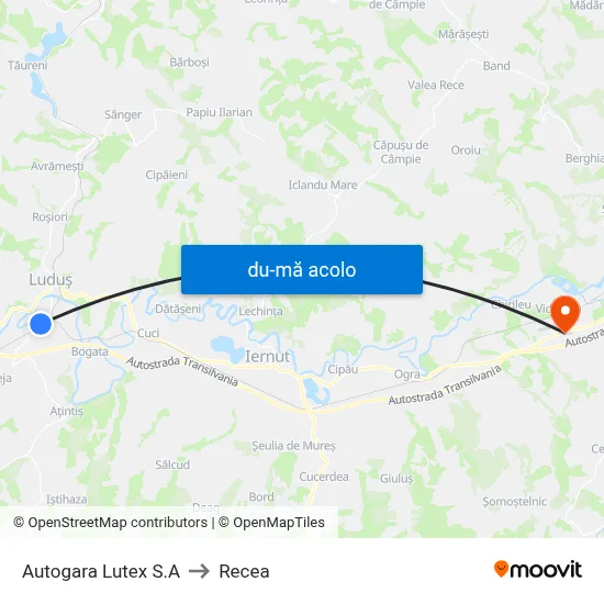 Harta de Autogara Lutex S.A către Recea