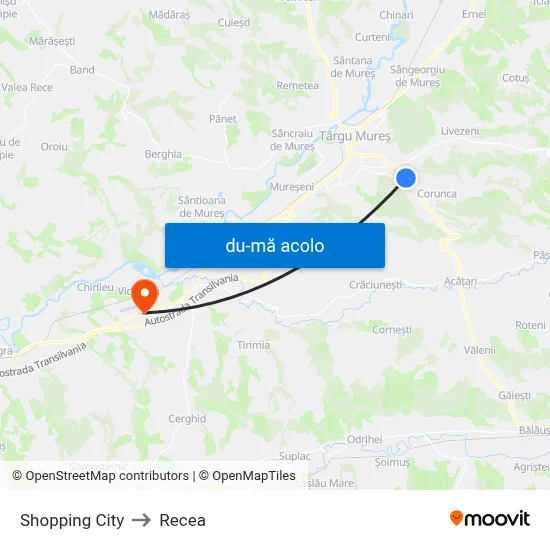 Harta de Shopping City către Recea