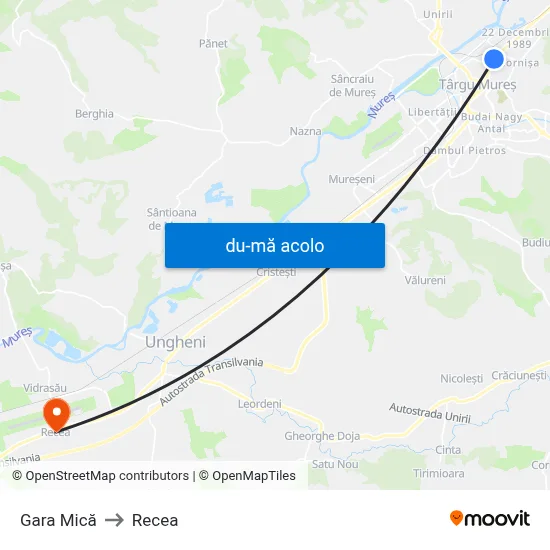 Harta de Gara Mică către Recea