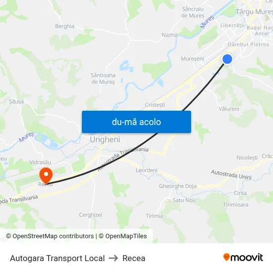 Harta de Autogara Transport Local către Recea