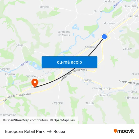 Harta de European Retail Park către Recea