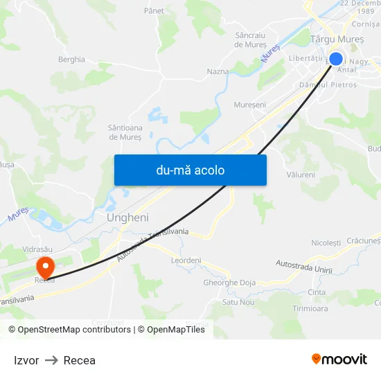 Harta de Izvor către Recea
