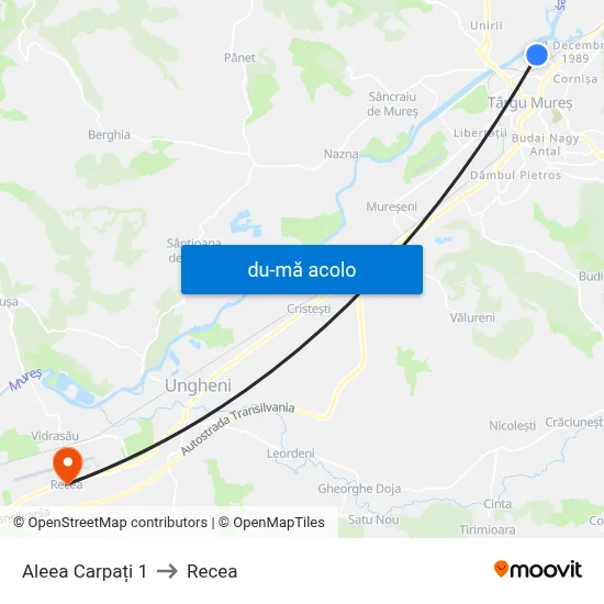 Harta de Aleea Carpați 1 către Recea
