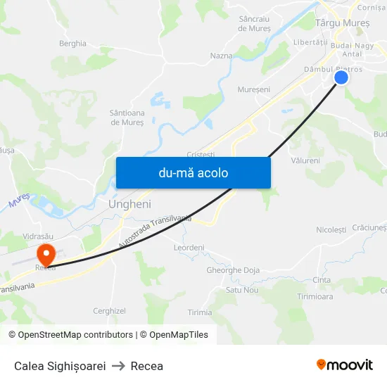 Harta de Calea Sighișoarei către Recea
