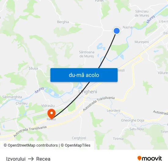 Harta de Izvorului către Recea
