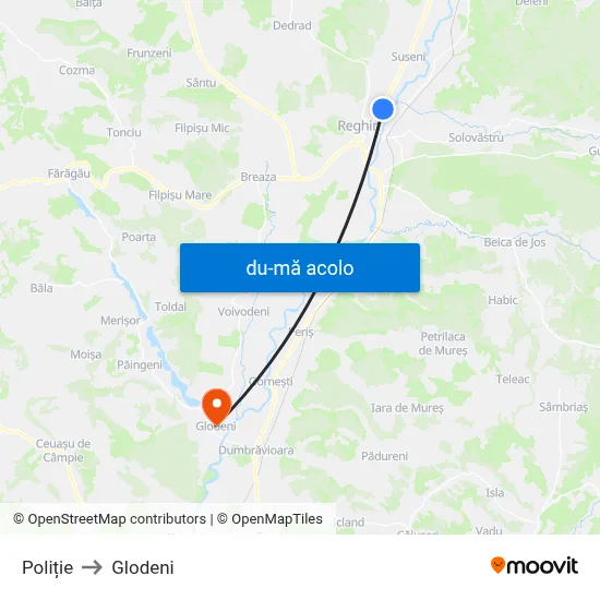 Harta de Poliție către Glodeni