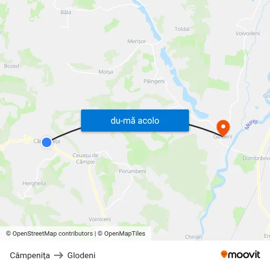 Harta de Câmpeniţa către Glodeni