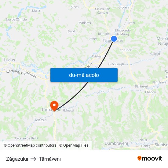 Harta de Zăgazului către Târnăveni