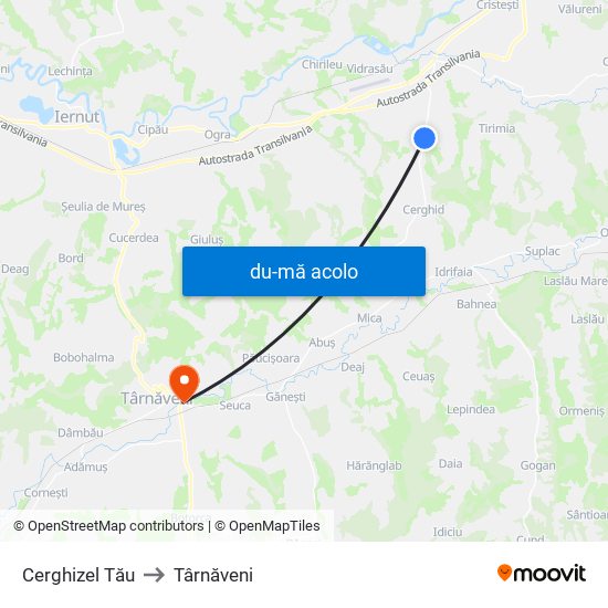 Harta de Cerghizel Tău către Târnăveni