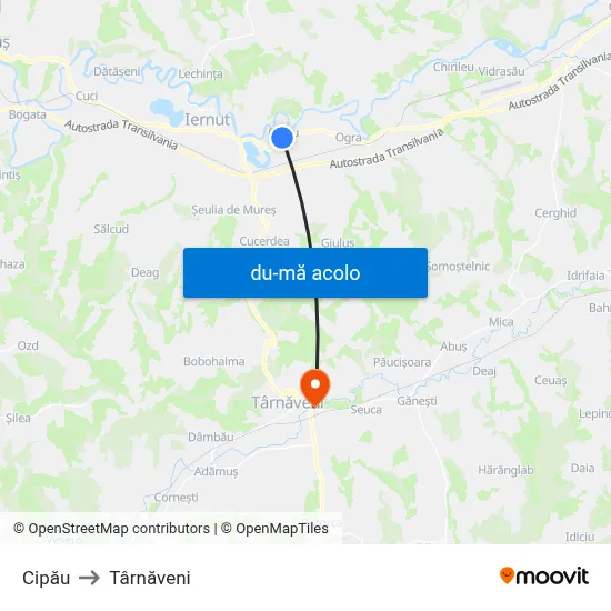 Harta de Cipău către Târnăveni