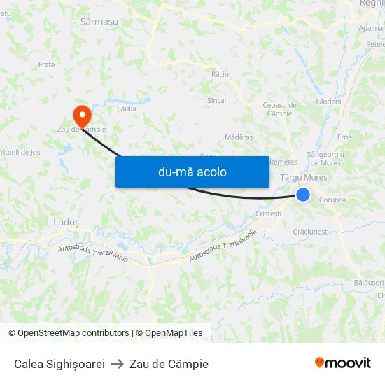 Harta de Calea Sighișoarei către Zau de Câmpie