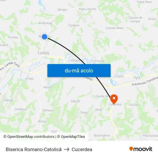 Harta de Biserica Romano-Catolică către Cucerdea