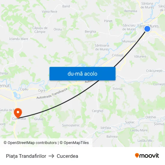 Harta de Piața Trandafirilor către Cucerdea