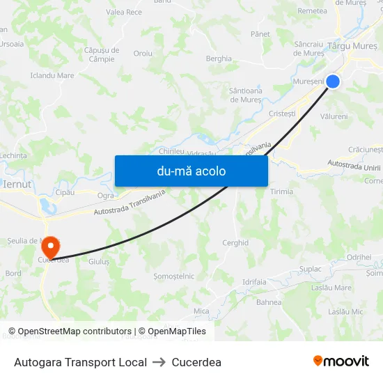 Harta de Autogara Transport Local către Cucerdea