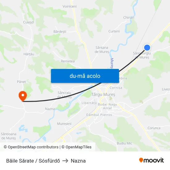 Harta de Băile Sărate / Sósfürdő către Nazna