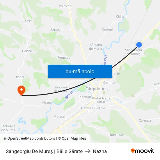 Harta de Sângeorgiu De Mureș | Băile Sărate către Nazna