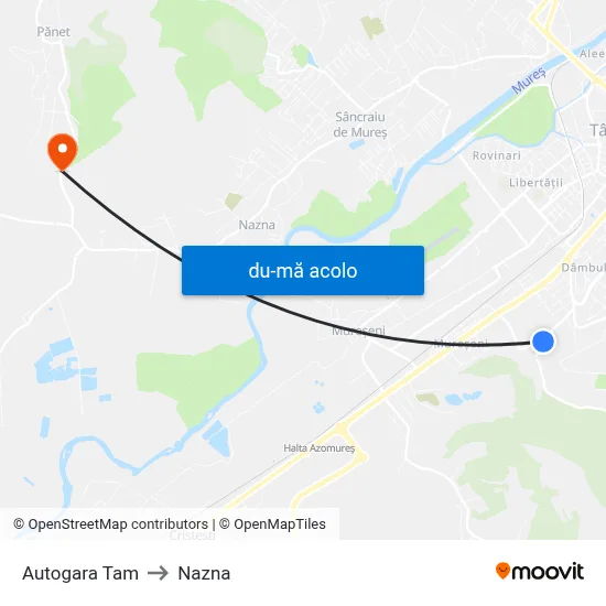 Harta de Autogara Tam către Nazna