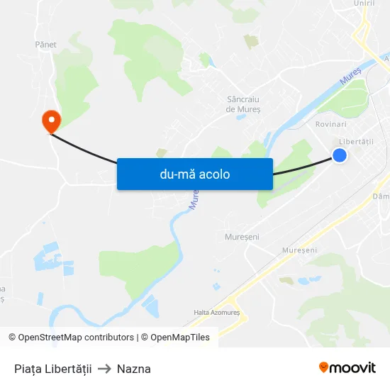 Harta de Piața Libertății către Nazna