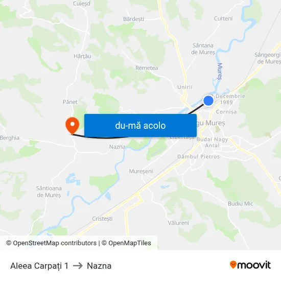 Harta de Aleea Carpați 1 către Nazna