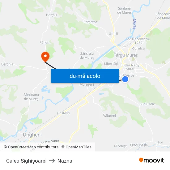 Harta de Calea Sighișoarei către Nazna