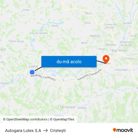 Harta de Autogara Lutex S.A către Cristeşti