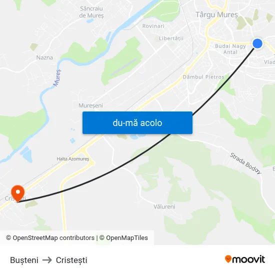 Harta de Bușteni către Cristeşti