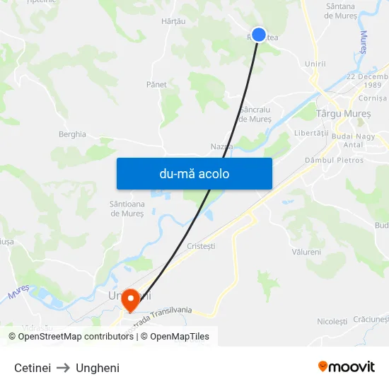 Harta de Cetinei către Ungheni