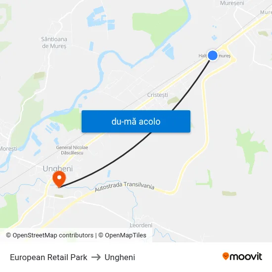 Harta de European Retail Park către Ungheni