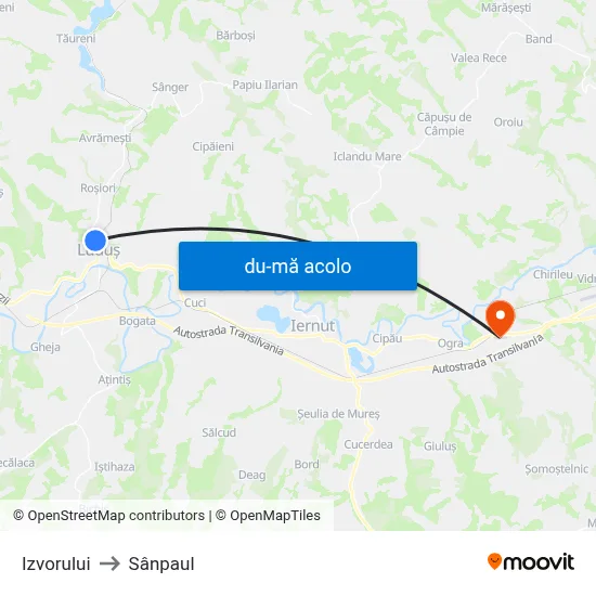 Harta de Izvorului către Sânpaul