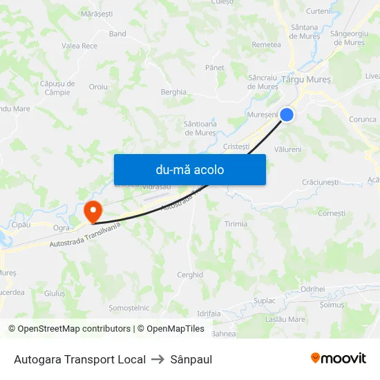 Harta de Autogara Transport Local către Sânpaul