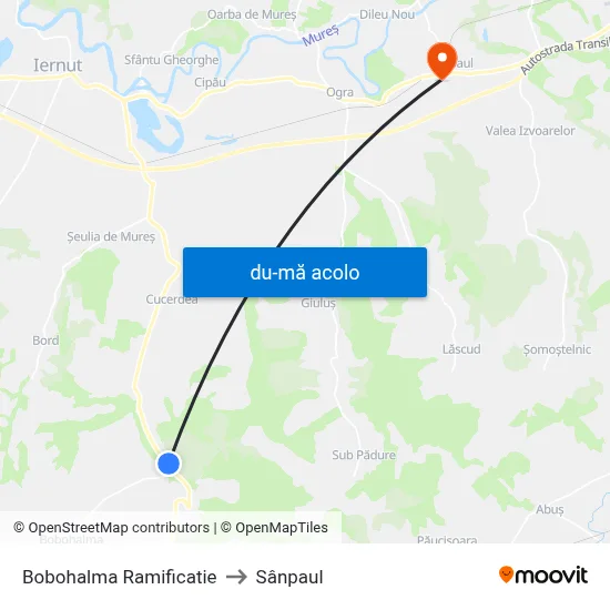 Harta de Bobohalma Ramificatie către Sânpaul
